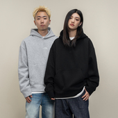 Makemore卫衣男春季 黑色潮流休闲基础空气层情侣上衣 看得见质感