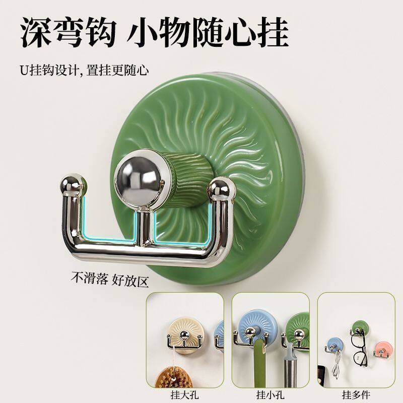【拍一发四】免打孔强力粘钩浴室挂钩厨房门后马卡龙色系收纳挂钩