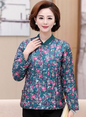 妈妈冬装轻薄小棉衣新款中老年人女秋冬保暖碎花奶奶棉袄短款外套