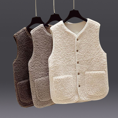 韩版羊羔毛皮毛一体马甲加绒外套