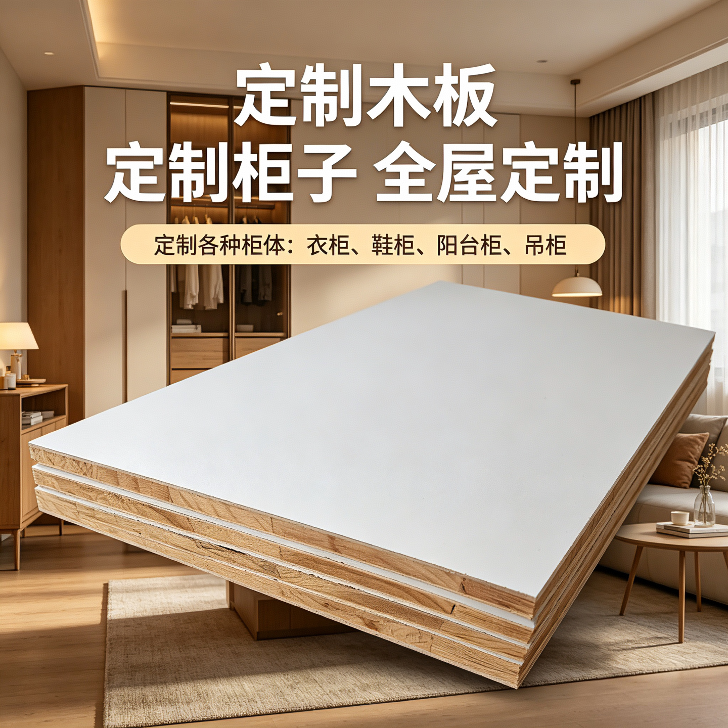 定制实木生态板免漆板定做柜子图片