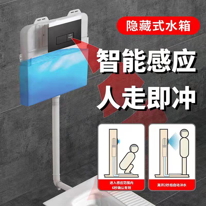 暗装式家用卫生间入墙式蹲便器嵌入隐藏式感应公厕全自动冲水箱