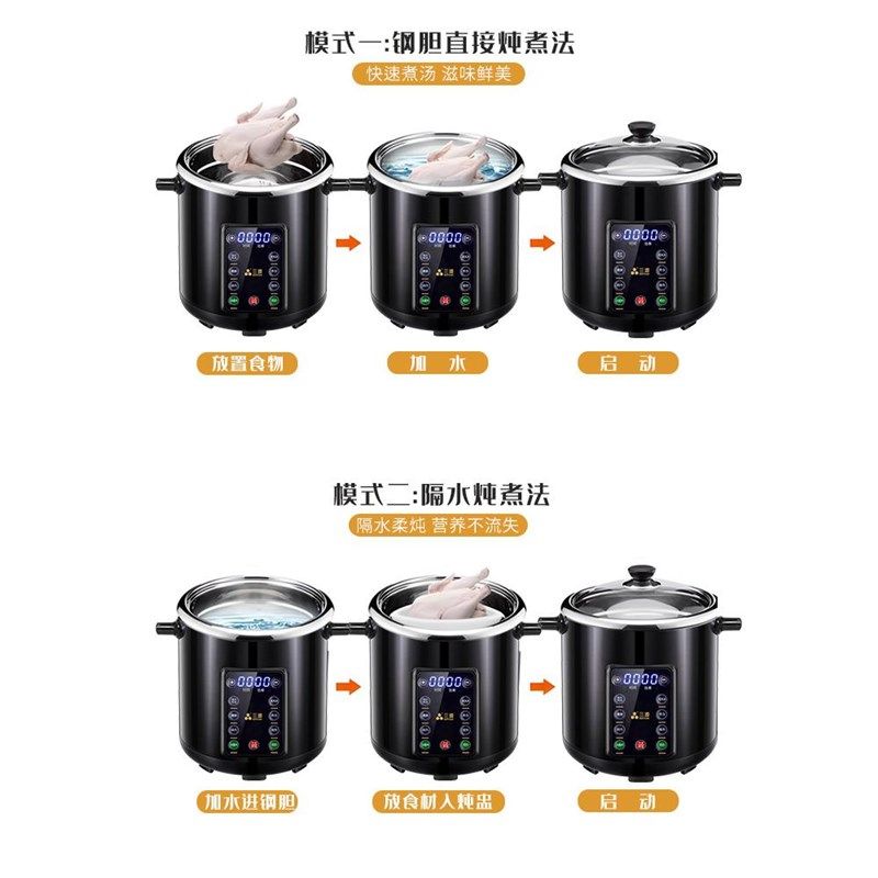 三源不锈钢电炖锅陶瓷隔水炖盅汤煲全自动电汤锅家用炖肉新款超大
