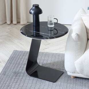 客厅沙发天然奢石小边几轻奢现代简约大理石岩板极简茶几创意圆桌