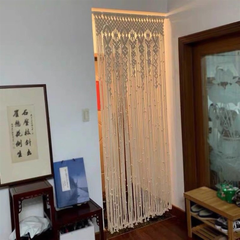 纯手工编织门帘隔断挂毯ins风半遮光棉绳线帘波西米亚文艺窗帘
