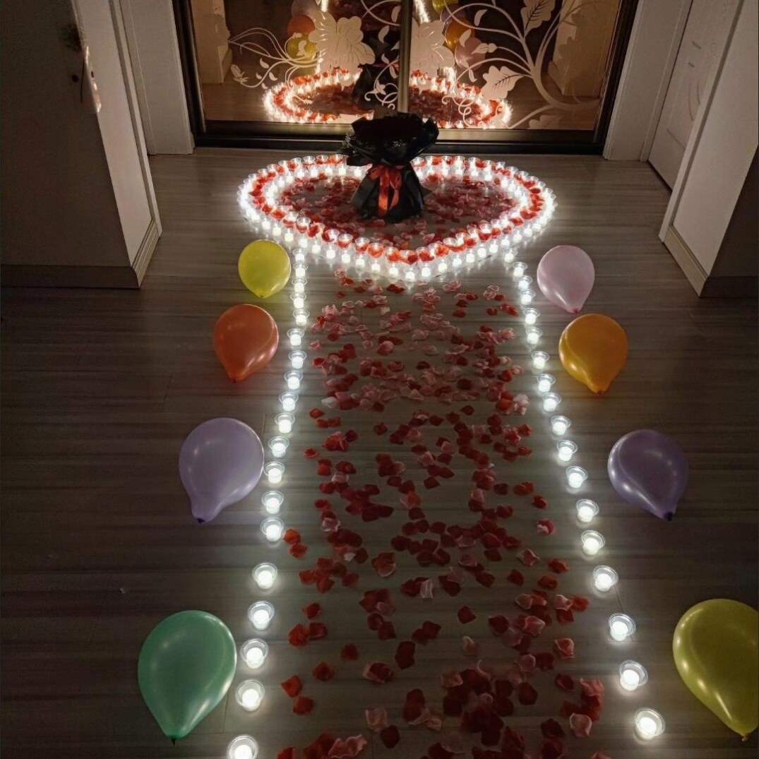 电子蜡烛灯浪漫惊喜表白生日心形神器求婚情人节花瓣场景布置用品