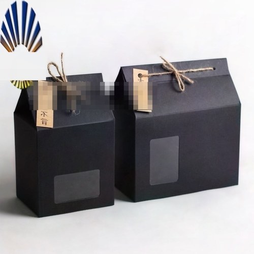 新款ins风牛皮纸盒礼品茶叶包装盒开窗麻绳纸盒饼干零食糖果空盒