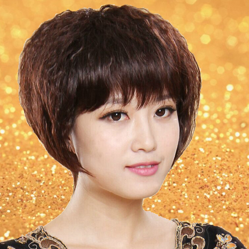 假发女短发时尚中年妈妈短卷发逼真蓬松玉米烫波波头中老年假发