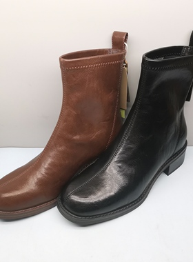 2025秋冬新款马丁靴女红蜻蜓专柜CD67091011T中跟后拉链短筒靴女