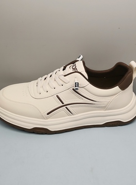 春秋新款板鞋男红蜻蜓正品MAC78819012运动休闲透气真皮小白鞋男