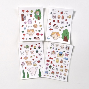 饰童趣 素手帐装 这么熊原创贴纸 小猫小狗乐园小元