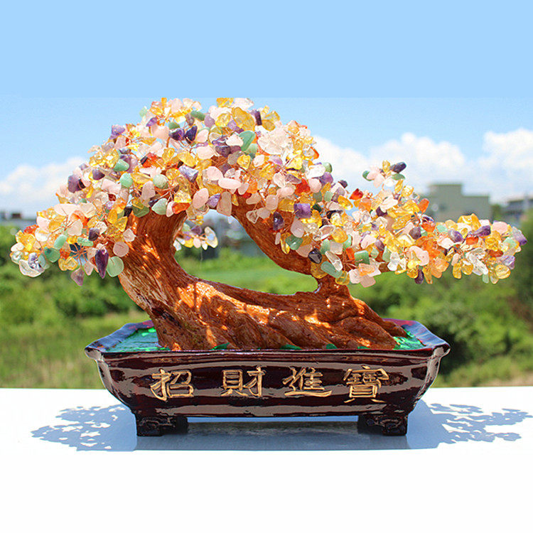 五彩水晶发财摇钱树家居酒柜玄关办公桌面招财小摆件乔迁开业礼物,家居饰品,桌面摆件,淘宝优惠券,粉丝福利购,淘宝优惠卷