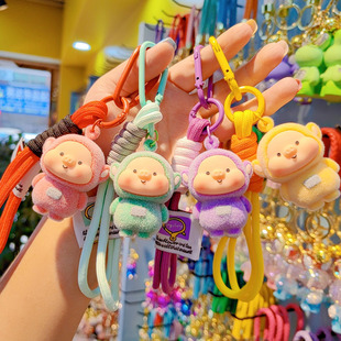 卡通植绒天线宝宝情侣钥匙扣创意车钥匙挂件女包包挂饰小挂件