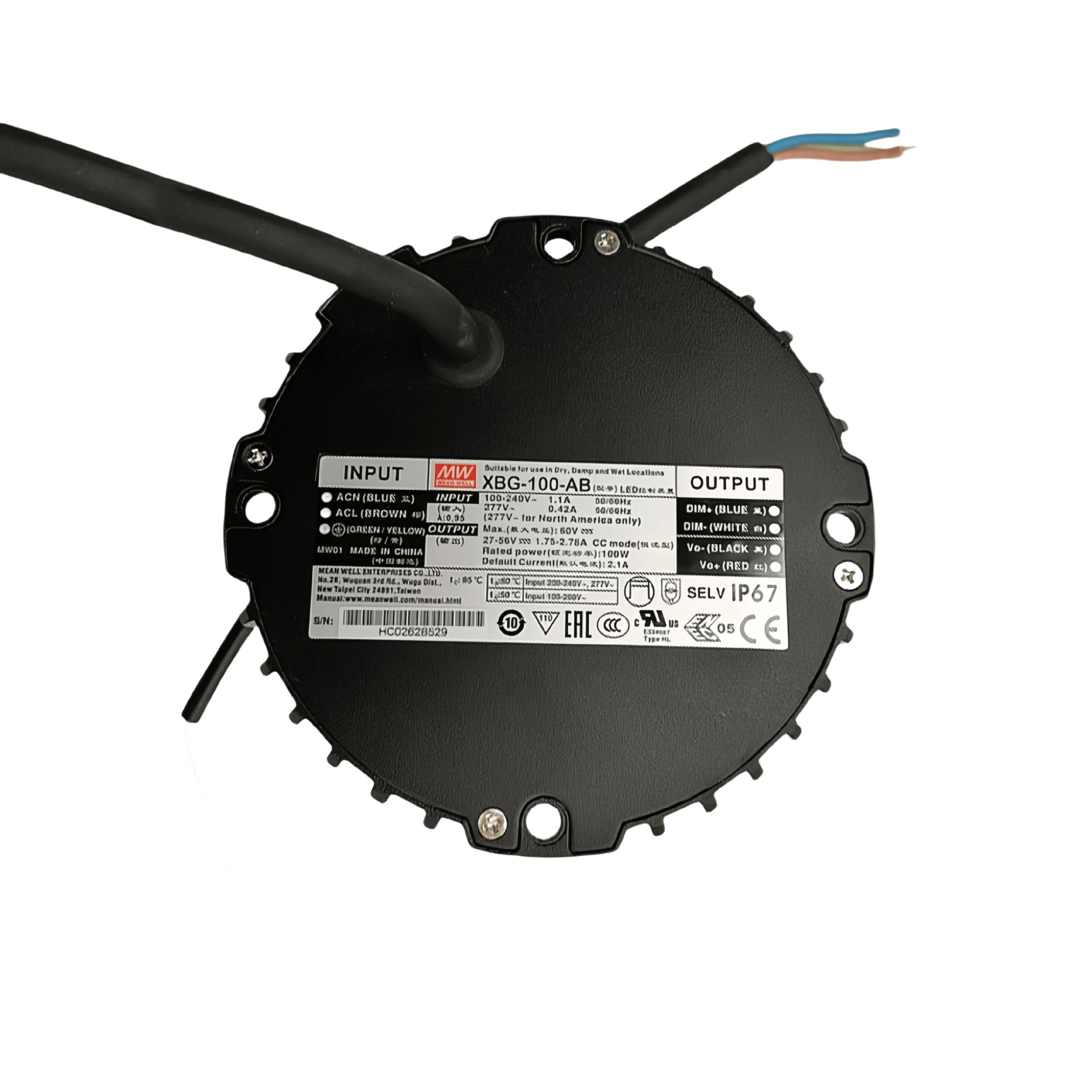 明纬电源  XBG-100-AB  100W恒功率LED驱动器6KV/4KV浪涌保护