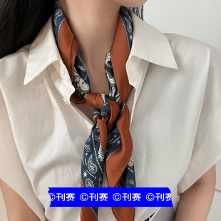 腰果花长条丝巾系脖高级感头巾2025新款夏季时尚高档外搭丝带脖饰