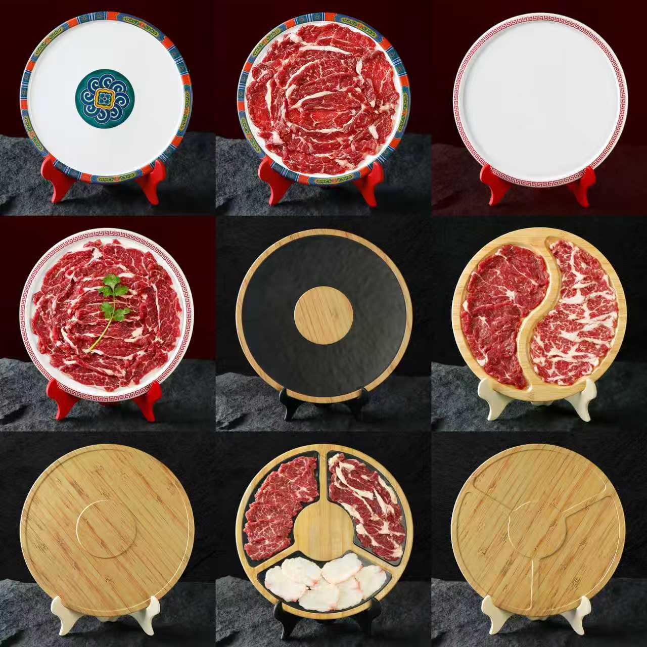 密胺火锅店商用吊龙牛肉立盘