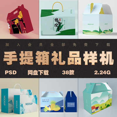 手提箱包装礼品盒贴图样机模板五谷干果展示效果PSD设计素材2