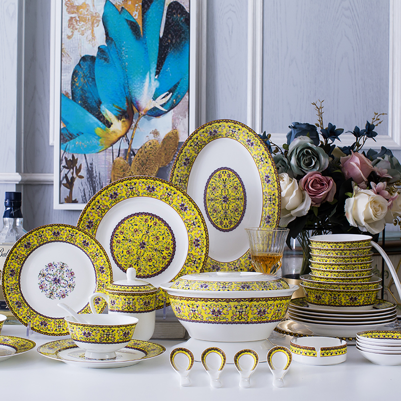 釉中彩家用碗盘碟珐琅彩装饰