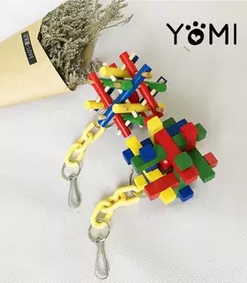 悬挂式玄风YOMI八哥木质圆顶鸟笼彩色链条挂件手工DIY宠物用品