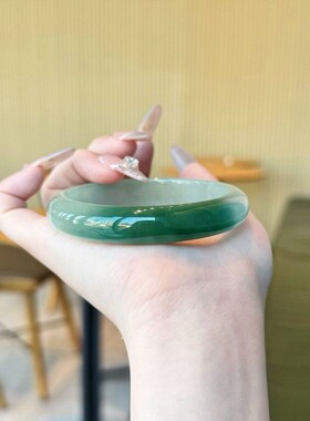 天然缅甸翡翠手镯天然冰种玉石飘花玉少女款油青玉手镯子老坑正圈