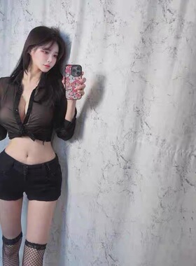 小心机打底巨性感网纱黑色透视低胸长袖衬衫时尚炸街秋季OL衬衣女