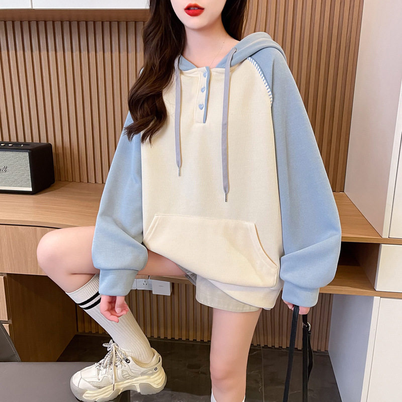 后包领双层加厚大码春秋女卫衣
