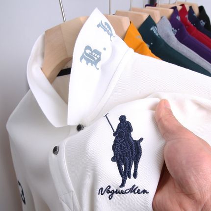 100%纯棉t恤男长袖秋季polo衫男装运动休闲上衣服大马标刺绣