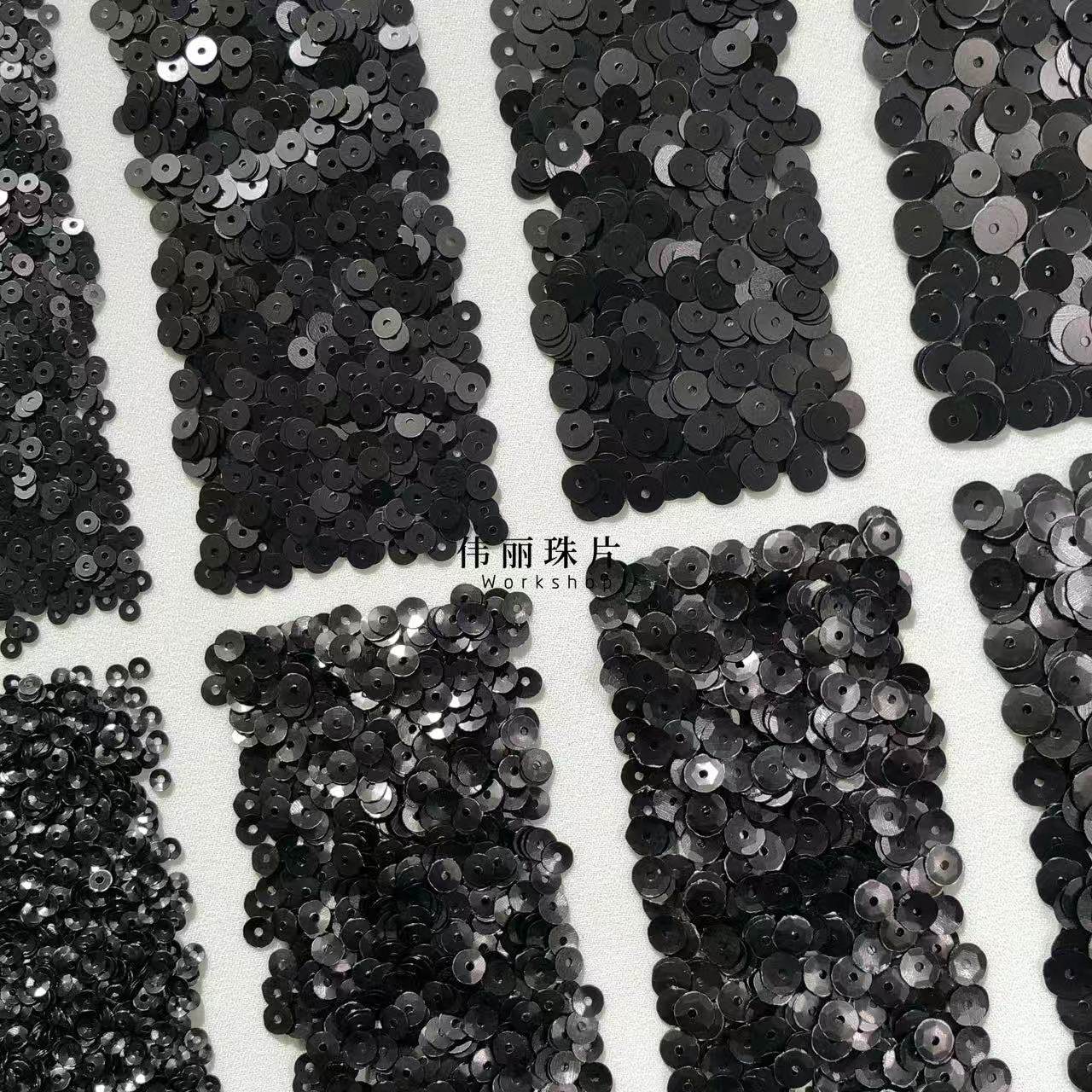 磨砂黑色法式刺绣亮片