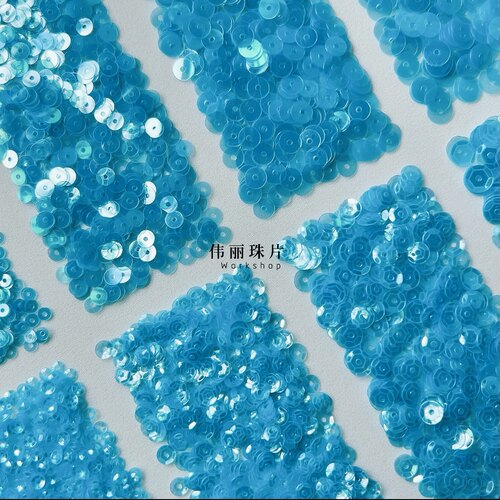 电镀湖蓝色亮片法式刺绣珠片