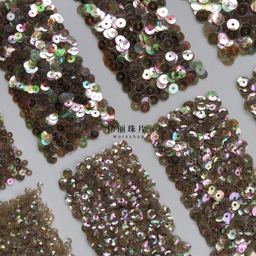 法式刺绣PVC珠片咖啡灰色