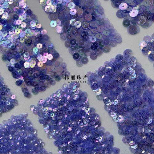 浅紫蓝色法式刺绣PVC珠片