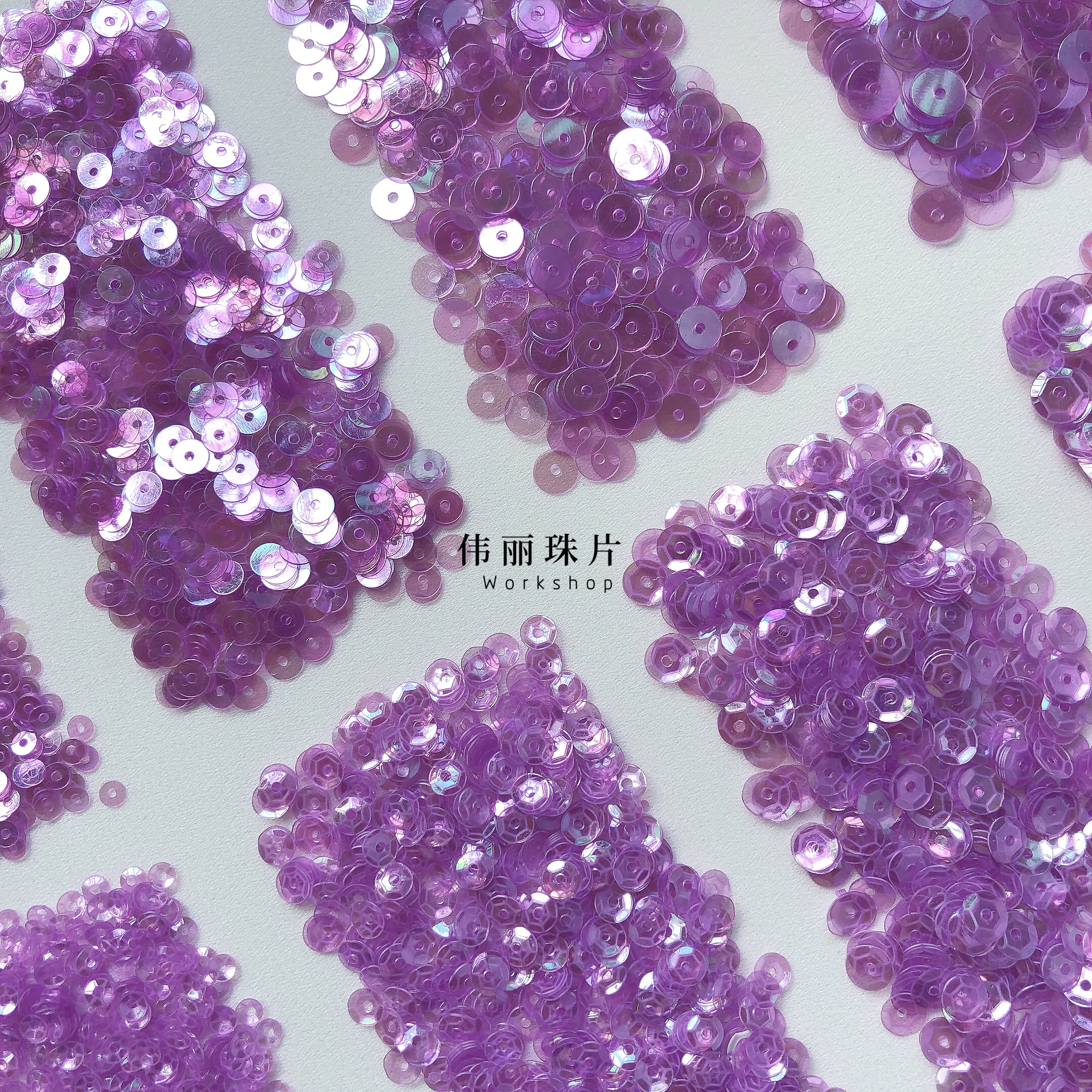 桔梗紫色法式刺绣PVC珠片