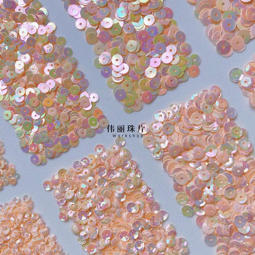 法式刺绣PVC珠片浅橘粉色