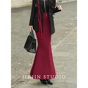 MD进进原创【迷人人鱼】2025秋冬加绒气质时尚修身显瘦鱼尾半身裙