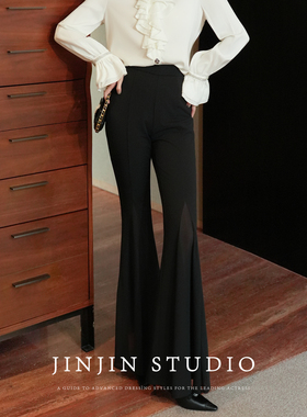 MD进进原创【百搭公式】2026春季新品高腰垂感休闲显瘦鱼尾微喇裤