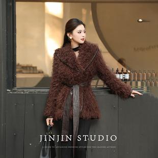 MD进进原创【冬日氛围】2025冬季设计感毛绒时尚拼接保暖加棉外套