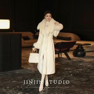 MD进进原创【冬日浪漫】2025冬季双面绵羊毛保暖狐狸毛领长大衣