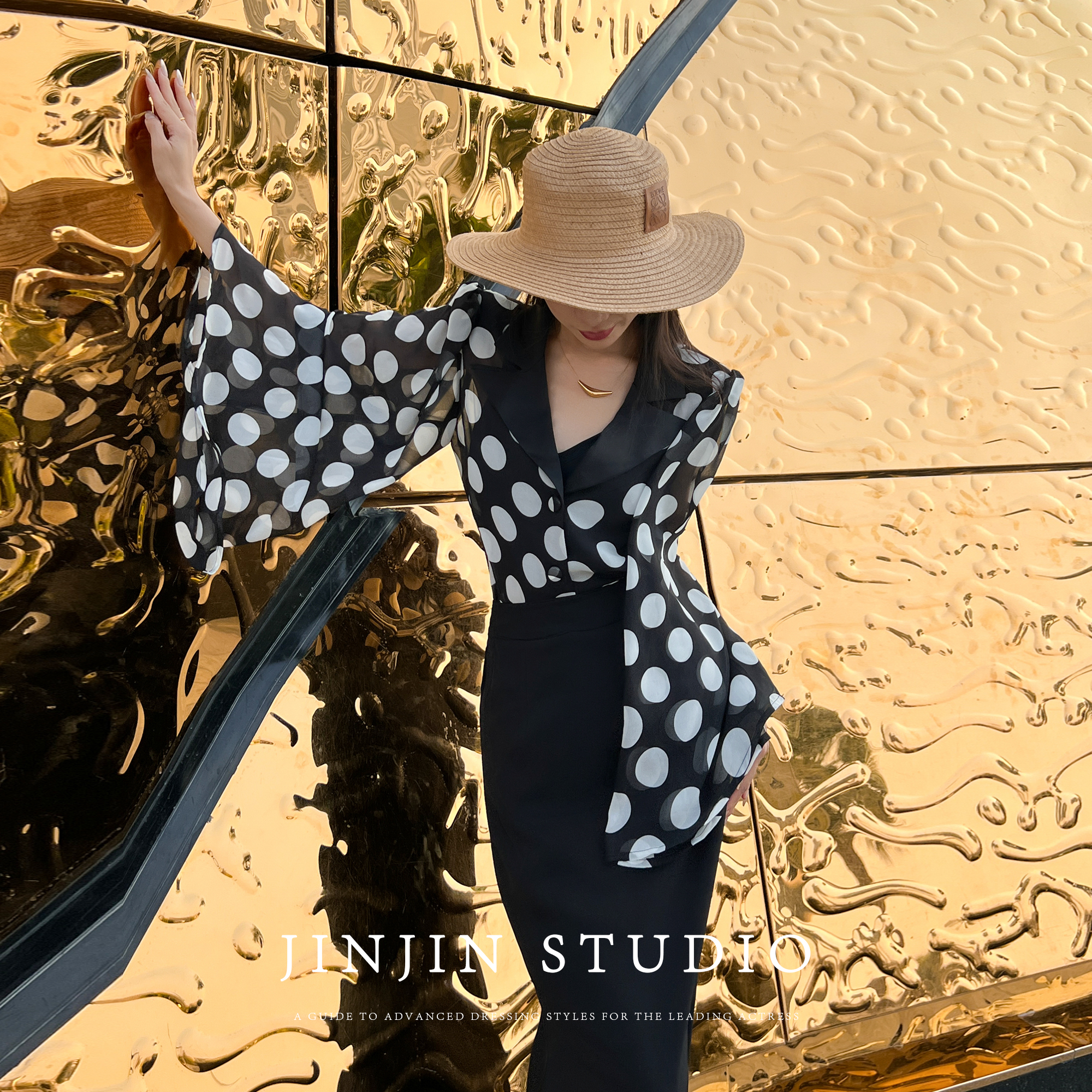 长袖显瘦百搭复古法式波点衬衫