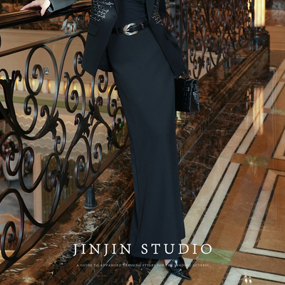 设计感高腰直筒显瘦半身裙