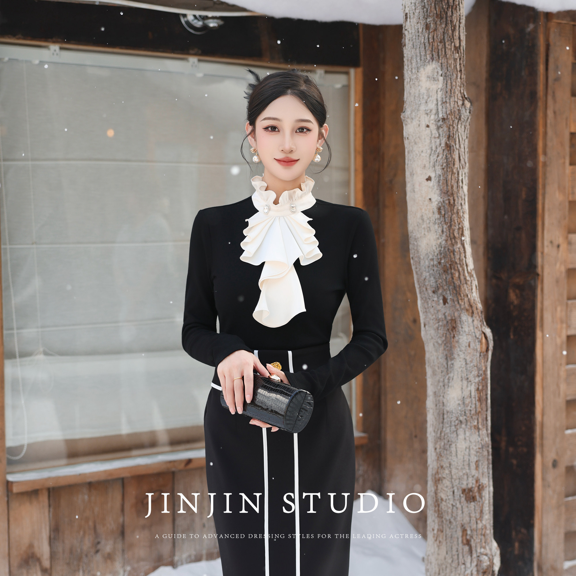 MD进进原创【安娜公主】2025冬季长袖法式名媛设计感针织衫上衣