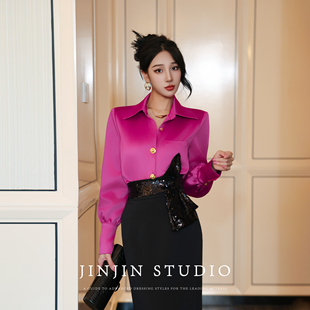 复古粉黛 百搭显瘦女士衬衫 2025秋季 上衣时尚 长袖 MD进进原创