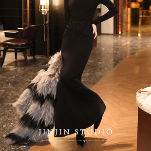 MD进进原创【群星闪耀】2025秋冬时尚百搭鱼尾裙重工烫钻半身裙