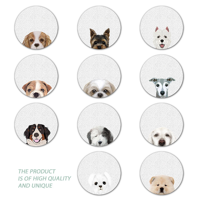 yeap！圆形耐脏吸汗静音防滑耐高温耐磨鼠标垫狗狗汪星人