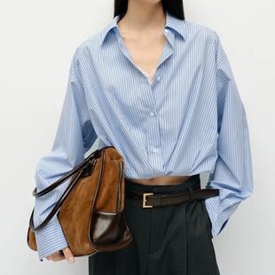 【明星同款】初遇女装定制2026春秋新款法式短款棉质时尚衬衫