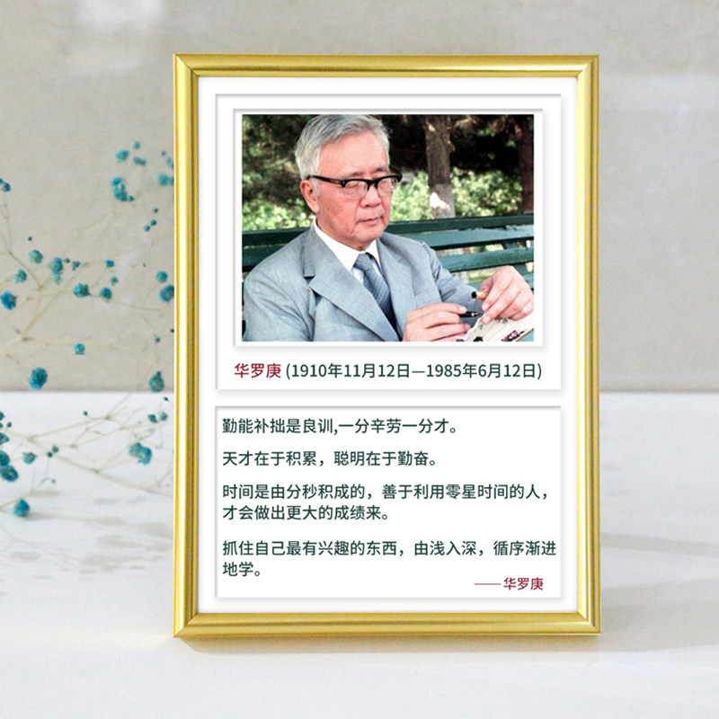 数学之父华罗庚画像勤能补拙良训名言励志文字摆件书房桌面座右铭