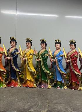 新款树脂七仙女神像手拿宝剑古典七公主三公主保家姑姑娘供奉佛像