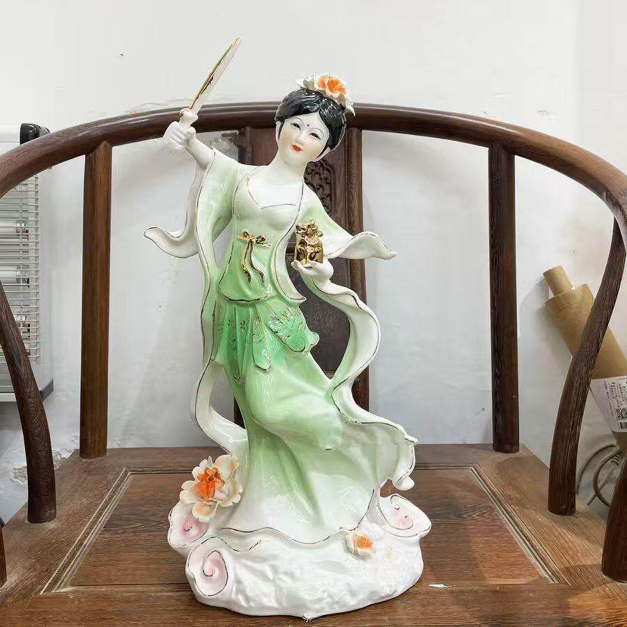 18寸陶瓷仙女神像手拿龙印公主姑姑娘娘仙女侠剑飞天美女佛像塑像