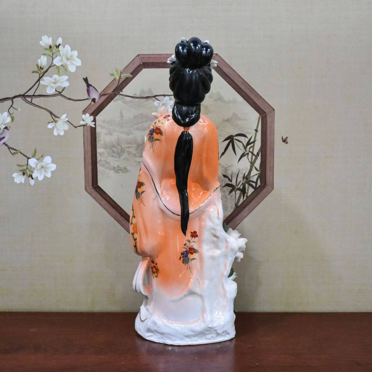 陶瓷彩绘九公主神像佛像摆件