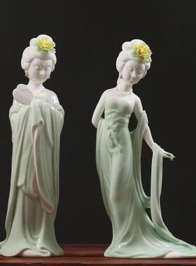 陶瓷美女雕塑摆件中式家居装饰品