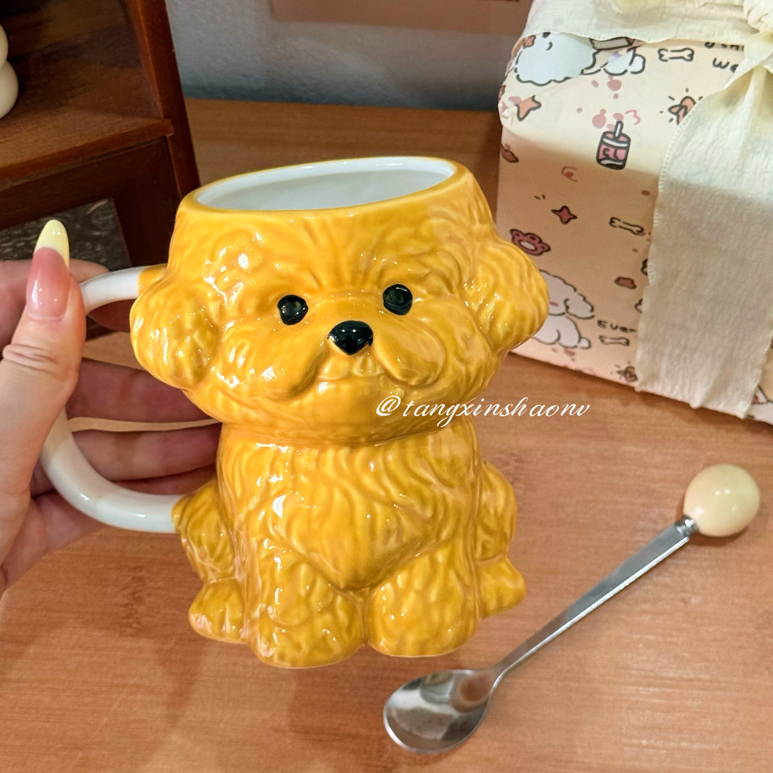 呆萌小狗马克杯精致高颜值送礼礼物水杯陶瓷大容量带手柄杯子学生